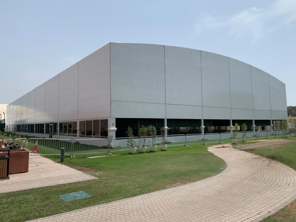 SPACECOOL Material Installed in Tennis Court Tent at Emirates Palace Mandarin Hotel – Creating Comfortable Outdoor Sports Environment